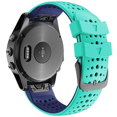Imagem de DFAMIN 26 22mm pulseira de relógio de liberação rápida para Garmin Fenix 7 7X 6 6X Fenix 5 5X 3 3 HR 935 pulseira de silicone de ajuste fácil (cor: azul petróleo, tamanho: 26mm Fenix 7X)
