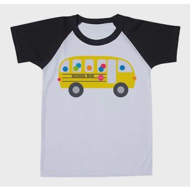 Imagem de Camiseta Raglan Infantil Carrinho Carro Onibus Escolar