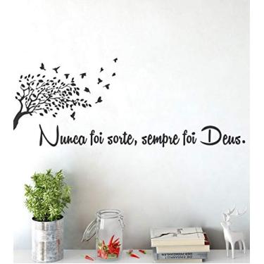 Imagem de Adesivo Decorativo de Parede Nunca Foi Sorte Sempre Foi Deus 1 Metro x 32cm Frase Inspiradora