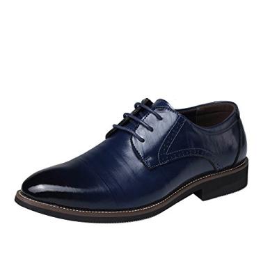 Imagem de Sapato social masculino Oxford com cadarço mocassim clássico moderno festa formal negócios, Azul, 8.5 M US Men