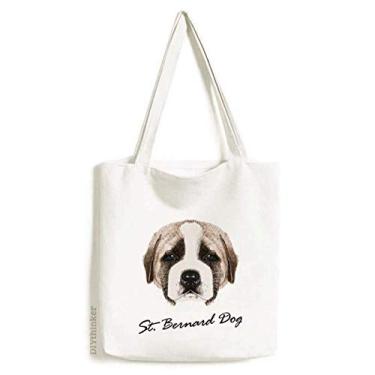 Imagem de Brown Cute St.Bernard Dog Pet Animal Tote Canvas Bag Shopping Satchel Casual Bolsa