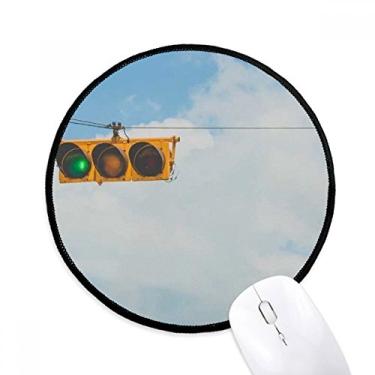 Imagem de Mouse pad azul branco céu vermelho verde desktop escritório tapete redondo para computador