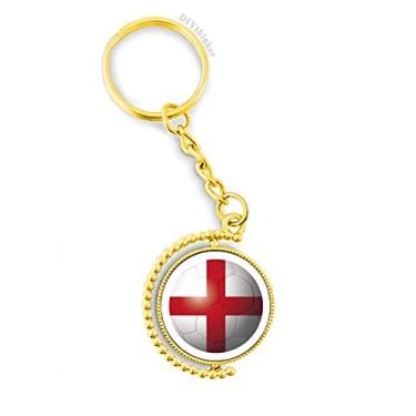 Imagem de Chaveiro de metal com a bandeira nacional da Inglaterra com conector de futebol americano acessório dourado chaveiro
