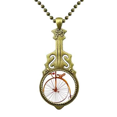 Imagem de DIYthinker Colar antigo de bicicleta com rodas altas da Grã-Bretanha, pingente de música de guitarra antiga