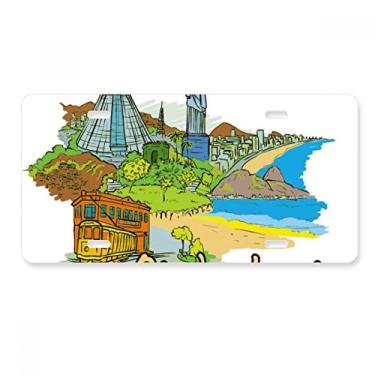 Imagem de DIYthinker Placa de carro pintada à mão do Brasil, Rio de Janeiro, acessório de aço inoxidável