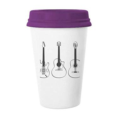 Imagem de Caneca de café de cerâmica para guitarra combinação de instrumentos musicais, caneca de café de vidro para presente