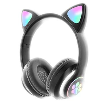 Imagem de Fone de ouvido gatinho Cat ear Headphone bluetooth (Preto/branco)