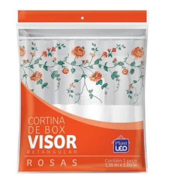 Imagem de Cortina De Box Vinil Estampado Rosas C/ Ganchos 1,35 X 2,00 - Plast Le