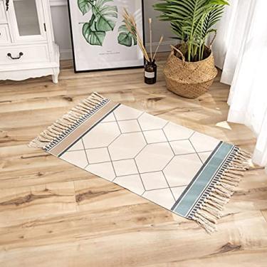 Imagem de jia cool, Tapete de área de algodão, tapete de tecido lavável com borlas, tapete geométrico boêmio para cozinha, sala de estar, quarto, banheiro, lavanderia, 60 x 180 cm