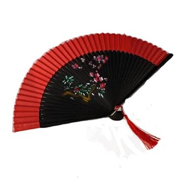 Imagem de XIALON 1 peça 21 cm Ventilador de dança estilo antigo ventilador dobrável estilo chinês vermelho antigo ventilador Hanfu