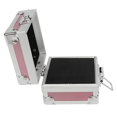 Imagem de Caixa de broca de unha, recipiente de liga de alumínio, caixa de broca de unha, 25 furos para salão (rosa)