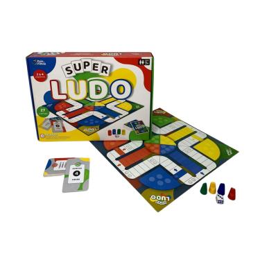 Imagem de Jogo Tabuleiro Super Ludo Trilha Jogos de Tabuleiro Jogo Clássico Cartas Original Pais & Filhos 7 + Anos com inmetro