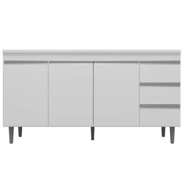 Imagem de Balcão de Pia 160 cm Adriana 3 Portas e 3 Gavetas Branco