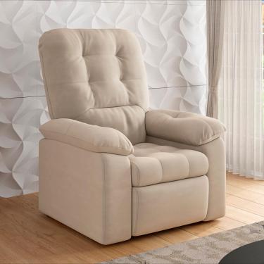 Imagem de Poltrona Besthouse Estoril, Reclinável, com Apoio para os Pés e Revestida em Suede Veludo