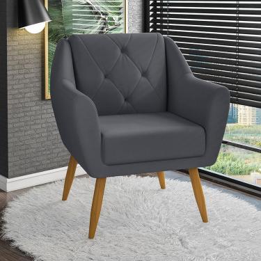 Imagem de Poltrona Matrix Doca com Pés de Madeira e Revestida em Veludo Turquey