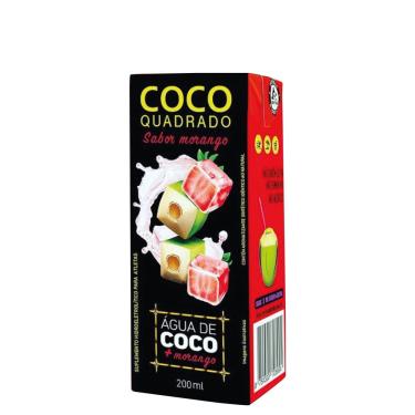 Imagem de Água de Coco Coco Quadrado - Morango 200ml - 27 unidades