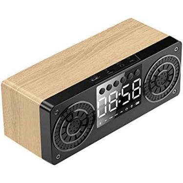 Imagem de Despertador, Relógio De Rádio FM Digital LED Com Duas Portas De Carregamento USB, Alto-falante Bluetooth De Madeira De Cabeceira, Temporizador Para Quartos, Cabeceira, Escrivaninha,YUYANAIAI