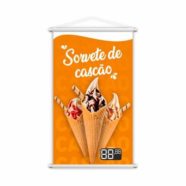 Imagem de Banner Sorvete de Cascão Sorveteria Preço Lona 80x50cm