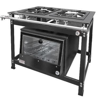 Imagem de Fogão Industrial 2 Bocas Duplas Baixa Pressão Mr Fogões com Forno P8 Luxo