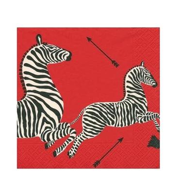 Imagem de Guardanapos de coquetel Entertaining with Caspari, zebras vermelhas, caixa com 40