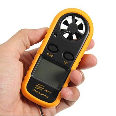 Imagem de Anemômetro digital Medidor de velocidade do vento portátil Medir com precisão a temperatura do vento Velocidade Backlight LCD Digital Weather Meter