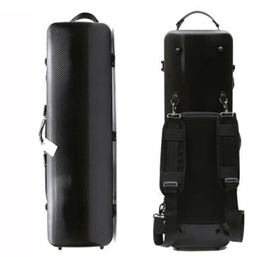 Imagem de Vetimobato Capa de violino trançada de fibra de carbono para violinos 3/4 e 4/4 – Capa rígida leve retangular com bolsa de música, 4 suportes de arco – Proteção durável em tamanho real para viagens e