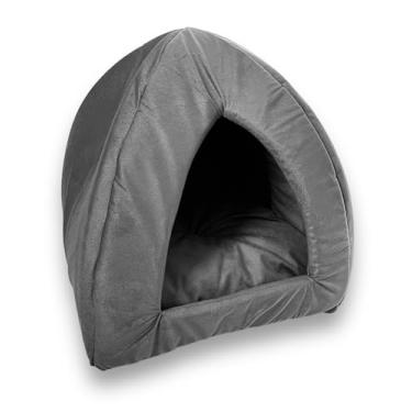 Imagem de Cama Cachorro Caminha Iglu Toca 2 em 1 Sofá Cães Gatos Grande Luxo 45 x 45 cm (Cinza)