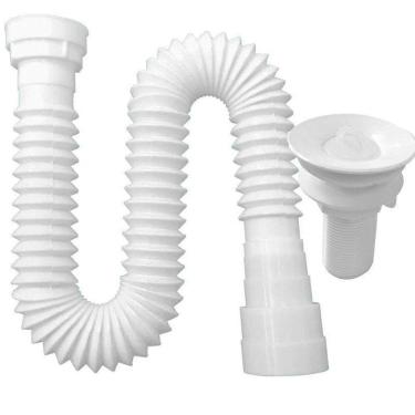 Imagem de Sifão Sanfonado Multiuso 72Cm Branco Com Valvula