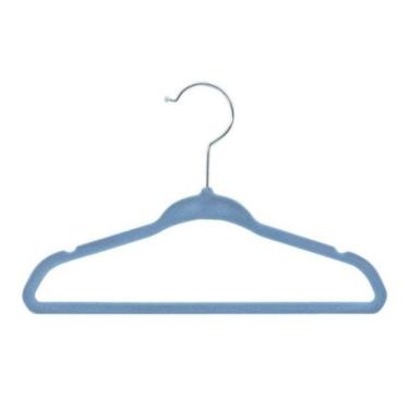 Imagem de Cabide Veludo Infantil Slim Azul Kit 40