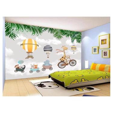 Imagem de Papel De Parede 3D Infantil Nuvens Girafa Babê 3,5M Azs374