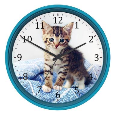 Imagem de Relógio De Parede Herweg Ref: 660125-257 Turqueza Gatinho