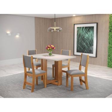 Imagem de Conjunto Sala de Jantar Mesa Romantic com 4 Cadeiras Sol Viero Mel/Blonde/Cinza