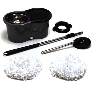 Imagem de Mop Esfregão Giratório de Limpeza Inox com Rodinha e Refil