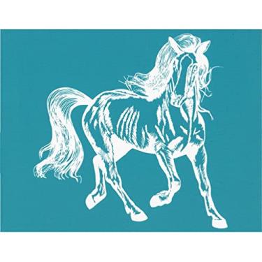 Imagem de Impressão em tela de seda autoadesiva de cavalo animal transferências de malha para camiseta faça você mesmo sacos de tecido de travesseiro pintura têxtil em suprimentos de madeira estêncil de