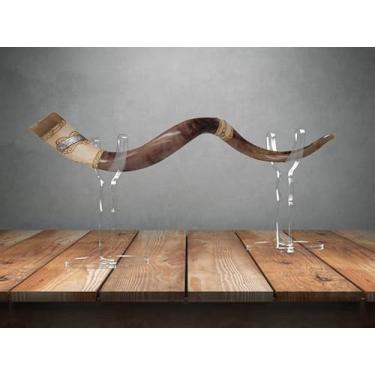 Imagem de Suporte de shofar iemenita - Suporte de exibição de buzina de acrílico transparente para Oryx, Kudu, Ram Horn, Shofars iemenitas (transparente)
