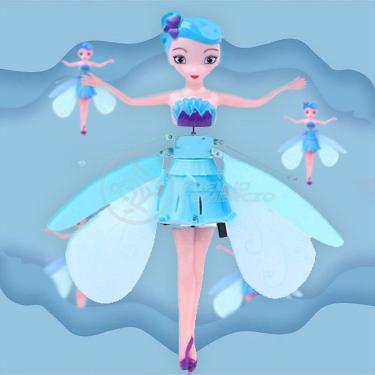 Imagem de Boneco Princesa Aerocraft Fada Voadora Azul 19Cm C/ Luz