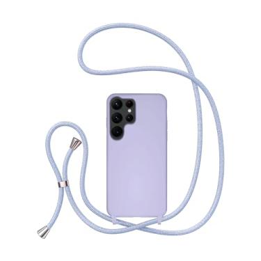 Imagem de UEEBAI Capa de telefone com cordão transversal para Samsung Galaxy S24 Ultra 5G, capa de telefone de silicone macio com alça de colar ajustável cinto cordão de pescoço capa protetora à prova de choque