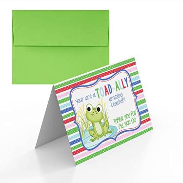 Imagem de Amanda Creation Toad-ally Amazing Teacher Frog Theme Teacher Appreciation Cartões dobrados em branco único (1) cartão comemorativo para professor, 10 x 15 cm (quando dobrado)