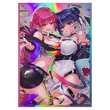 Imagem de 50 quilates holográfico piscante (diferentes gêmeos pintados) protetor de baralho para cartas colecionáveis com carregamento superior para cartas de tamanho japonês YuGiOh/63 x 90 mm (A16)