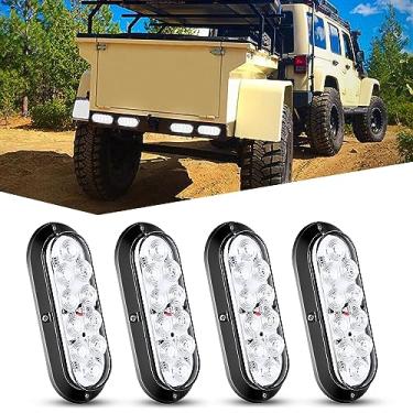 Imagem de Nilight Luz traseira de reboque de LED oval branca de 15 cm, 4 peças, 10 luzes de LED à prova d'água para trailer, trailer, barco, ônibus, caminhão, trailer, van, caravana, 2 anos de garantia