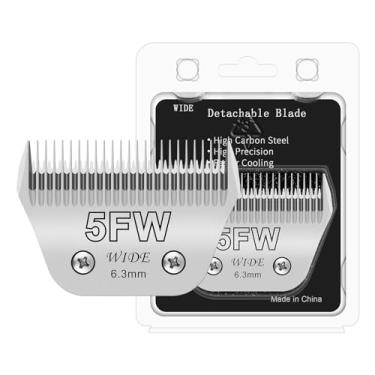 Imagem de Newbulu Lâmina larga para cuidados de cães 5FW, lâminas removíveis para cuidados com cães, compatíveis com cortadores Andis, Oster A5, Wahl km10. Comprimento de corte 6,3 mm (1/4 pol.)