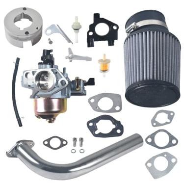Imagem de awtetpje Kit de filtro de ar para tubo de escape de carburador 420cc novo upgrade adequado para Honda GX390 GX340 Predator 420cc 301cc motor mini moto vai kart peças de desempenho - prateado