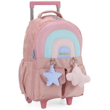 Imagem de Mochila Rodinhas Sem Alça Luxcel Up4You Estrelas Rosa-Unissex