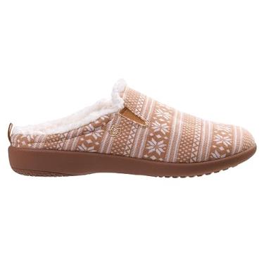 Imagem de Spenco Pantufa feminina Dundee Fair Isle, Marrom, 8.5 Wide