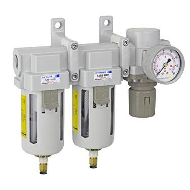 Imagem de Filtro PneumaticPlus SAU430-N04DG Três Stage Air Sistema de Secagem Particulate Air, filtro coalescente, pressão do ar Regulador Combo 1/2" NPT - Poly Tigela, Auto Drain, Bracket, Medidor