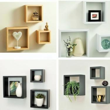 Imagem de Kit 3 Nichos de Quadrados MDF Branco Decoração Sala/Quarto/Banheiro