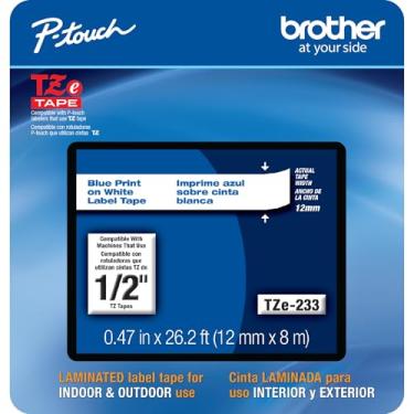 Imagem de Brother Fita de Etiqueta Adesiva Laminada Azul sobre Branco e Azul P-touch Genuíno, TZe-233CS, 1,24 cm x 66,24 cm