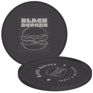 Imagem de Prato Raso para Hambúrguer 20cm Tramontina Black Burger Polipropileno Plástico Resisten...
