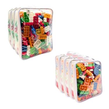 Imagem de Kit 7 Necessaire Organizador Brinquedos Infantil de Plastico Transparente Blocos de montar C/Zíper 4P + 3M- bubag