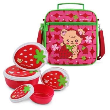 Imagem de Conjunto Lancheira Térmica Filhotinho E Pote Para Lanche De 4 Peças Vermelho